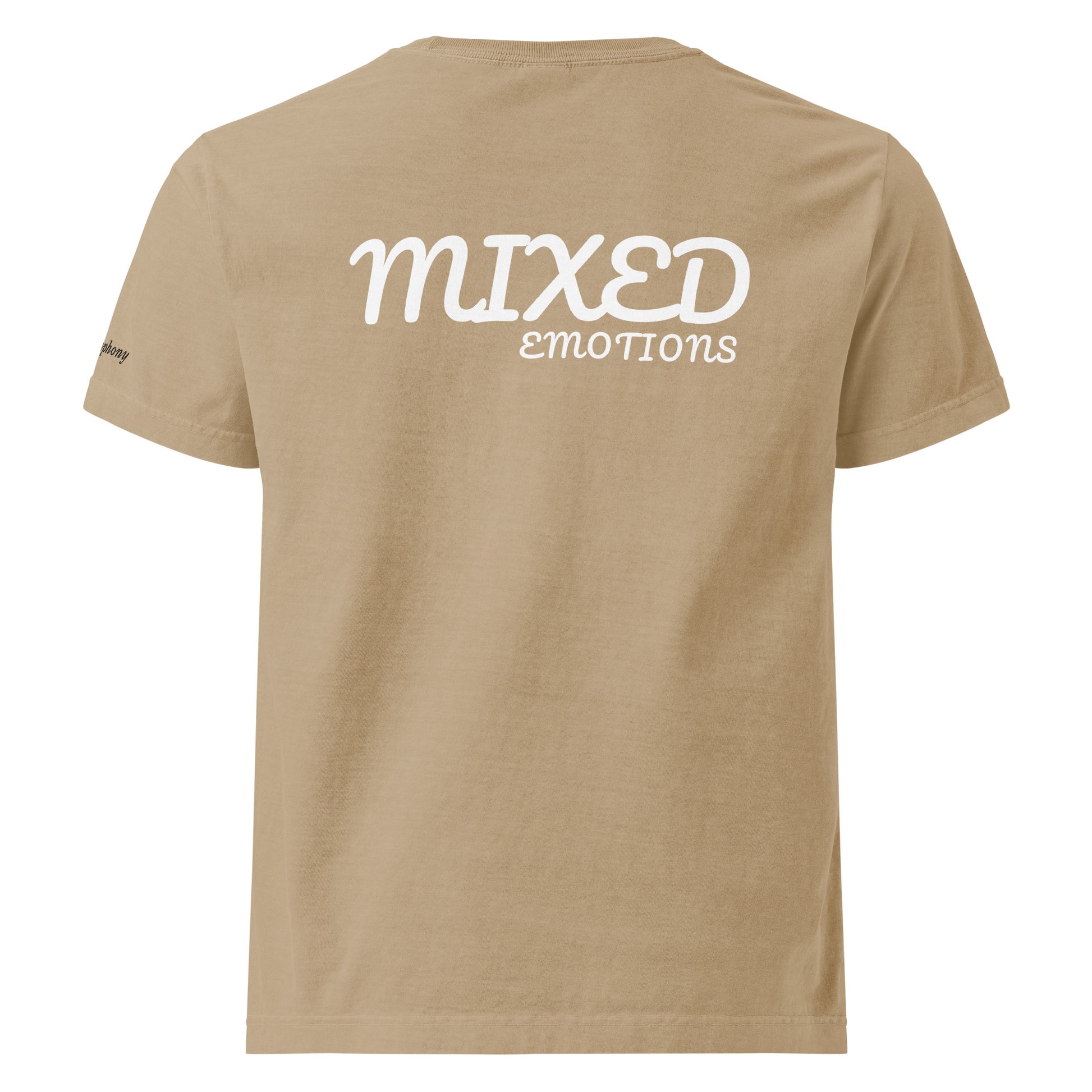 1. Front view of Unisex Mixed Emotions T-shirt | 2. Back view of Unisex Mixed Emotions T-shirt | 3. Close-up of Unisex Mixed Emotions T-shirt design | 4. Unisex Mixed Emotions T-shirt worn by model